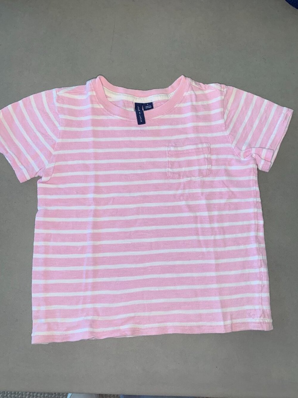 Janie and Jack Pink Stripe Pocket Tee | Boys Size 5 | Classic Coastal T-Shirt